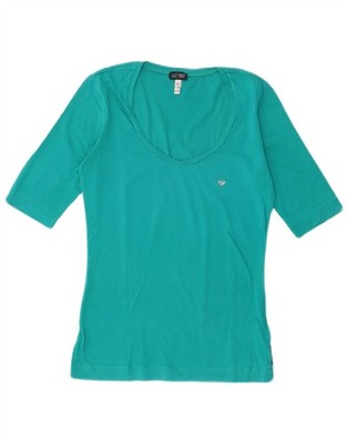 Armani Jeans Damen T-Shirt Oberteil EU 42 Large Türkis Baumwolle BM07