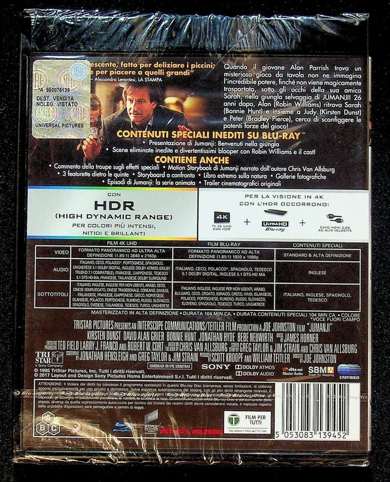 Jumanji (4K Ultra-HD+Blu-ray) (4K UHD Blu-ray) Robin Williams Bonnie Hunt - Image 2 of 4