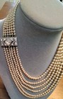 1940's Vintage Art Deco Champagne Ivory 6 Strand Pearl Necklace w/Large Clasp  — photo 8