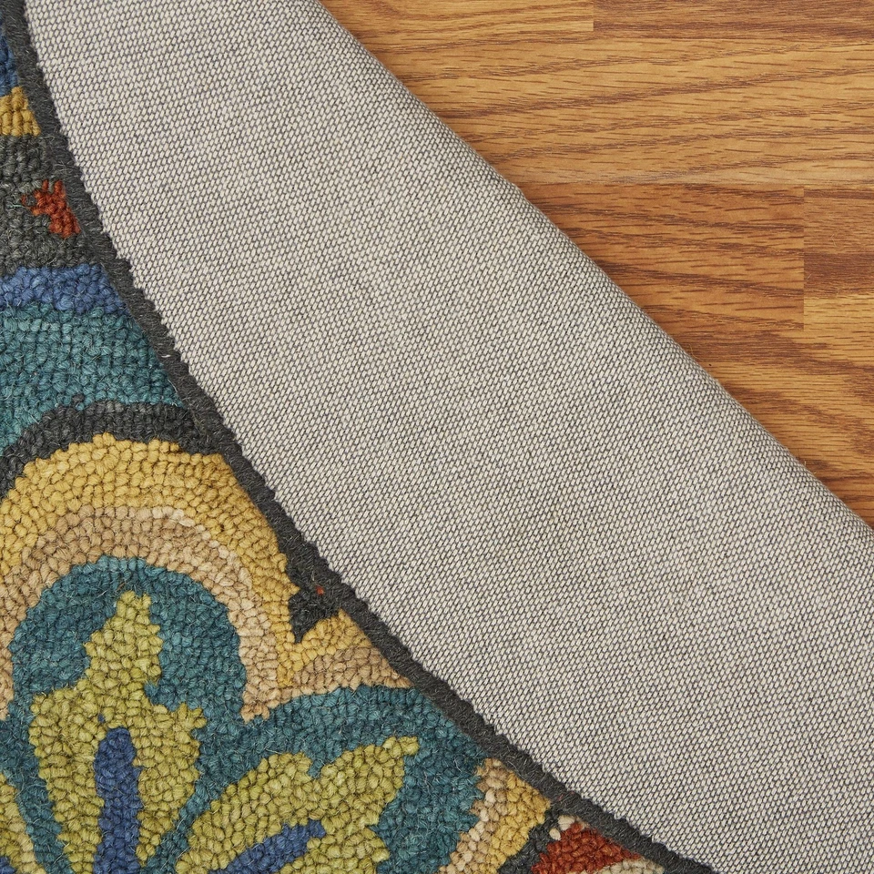 LR Resources Floral Escape Mandala Area Rug, 4' Round (LR54026-BL4RND) Blue - Изображение 2 из 4