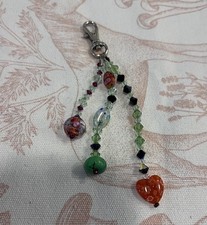 Beaded Key Chain Bag Charm Possibly Made W Swarovski Crystal Glass Beads H4