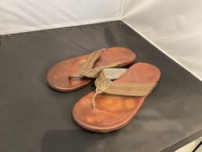 OluKai Akua Men's Flip Flop Sandals Brown Leather Shoes Size 11