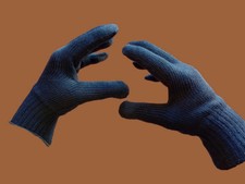 EAST GERMAN MILITARY ISSUE NAVY WOOL GLOVES COLD WEATHER NVA