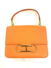 CH Carolina Herrera Initials Insignia Satchel Medium • Orange Leather • SS 22