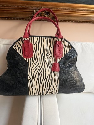 Cleo & Patek Paris Alligator Ostrich  Embossed Leather Travel Handbag Lock &Key 