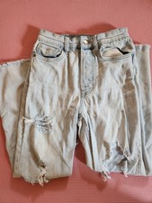 Ripped High Rise Straight Leg Light Blue Jeans Womens Size 00 Wild Fable