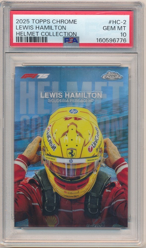 LEWIS HAMILTON 2025 TOPPS CHROME F1 #HC-2 HELMET COLLECTION SP PSA 10 GEM MINT view 1