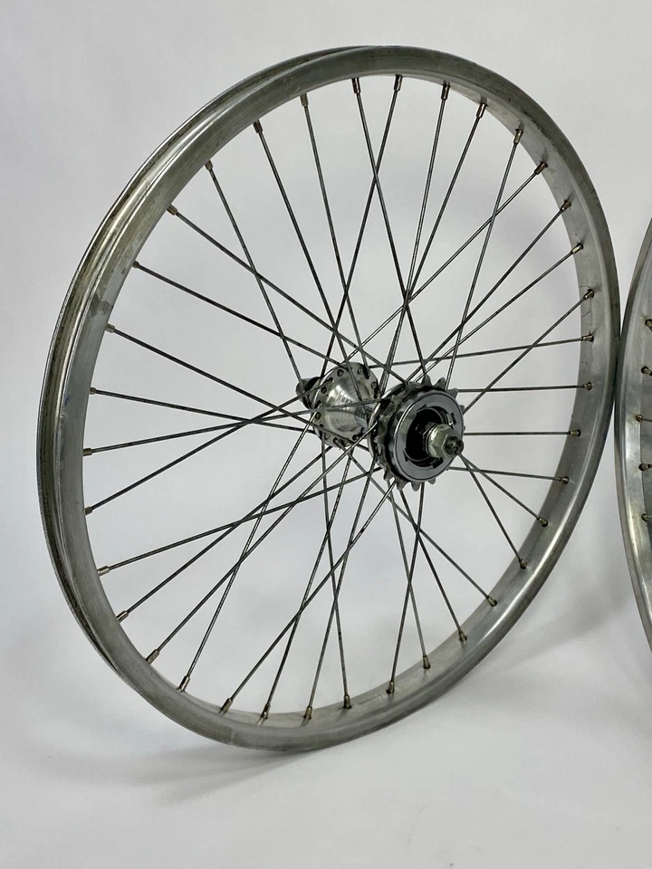 Vintage GT Race Lace Wheels Old School BMX 20”  36 Spoke Silver Aluminum 1990s - Image 3 of 4