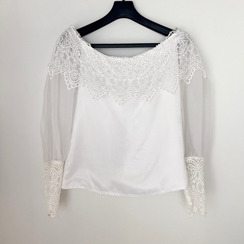 Vintage Scott McClintock White Blouse Lace Overlay Victorian Coquette Sz 10