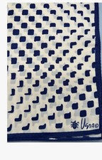 Vintage Vera Neumann square Lady Bug Logo Scarf Blue  Cream