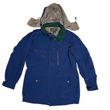 Vintage Eddie Bauer Utility Outfitter Blue Hooded Jacket Made in USA Size Med