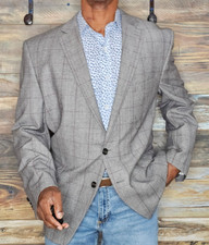 Ralph Lauren 100 Wool Natural Stretch Dual Vent Plaid Blazer Jacket 48R