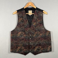 Vintage Wah Maker Vest Mens M Red Paisley Western Frontier Waistcoat