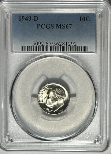 1949 D ROOSEVELT DIME PCGS MS 67