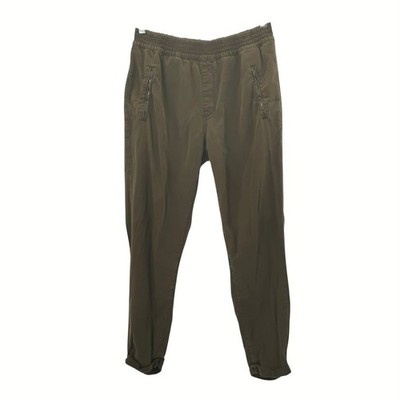 7FAM 7 For All Mankind Lyocell Slim Slouchy Ankle Pants Cuffed Pockets Green 31