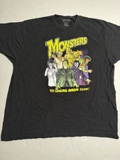 Monsters Tee, Horror Film Characters, Black Pullover Tee, XXL T-shirt 1037