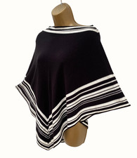 Marks & Spencer Poncho Black & White Striped One Size Lightweight