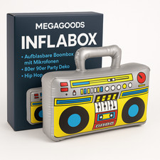 Aufblasbare Boombox mit Mikrofonen 80er 90er Party Deko Hip Hop DE.