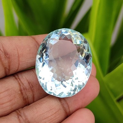 Natural 110 Ct Certified Brazilian Blue Topaz Loose Gemstone Oval Shape