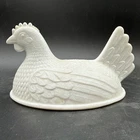 6" Vintage Indiana Glass? White Milk Glass Hen On A Nest Lid ONLY For Candy Dish