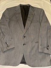 Stafford Jacket Gray Herringbone 100 Wool Blazer Sport Coat 48L