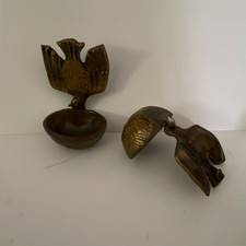 Messing Set mit motiv, 2 St&uuml;ck, Taubenmotiv, gefertigt nach 1945