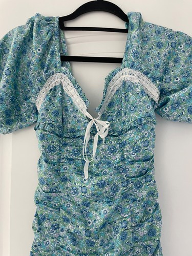 FOR LOVE & LEMONS "ALANA" FLORAL RUCHED MINI DRESS XXS! - Picture 6 of 8