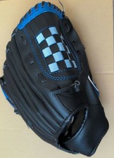 Softball baseball glove black and blue plaid pattern