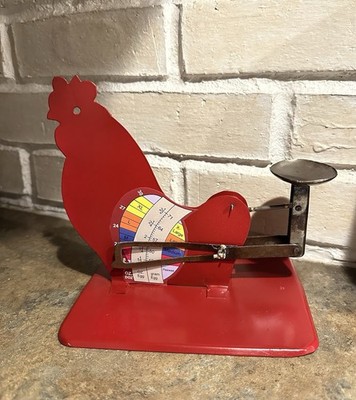 Vintage Red Chicken Shaped Egg Scale Farmhouse Country Kitchen Decor
