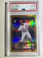 2024 TOPPS 305 JOSE FERMIN GOLD FOIL PSA 10 RARE POP 2 ROOKIE CARD. rookie card picture