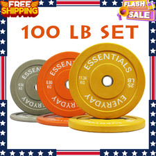 BalanceFrom Bumper Plates Set 100LB with Steel Hub Color Coded Weight Lifting