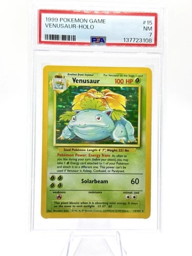 Pokémon TCG Venusaur Base Set 15/102 Holo 1999-2000 Wizards Base Set. PSA 7
