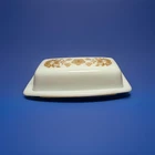 Vintage Pyrex Butterfly Gold Covered Butter Dish Corning USA Milk Glass Floral
