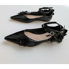 Ballerine Zara nere in pelle cinturino alla caviglia UK4 EUR37 US6,5 rEF 6434 201