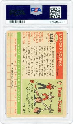 Sandy Koufax Brooklyn Dodgers 1955 Topps #123 PSA Authenticated 2
