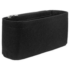 Purse Organizer Insert, Felt Handbag Shaper with Zipper, 9.5"x2.4"x4.3", Black