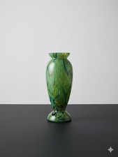 vintage Glasvase Vase / Glas Höhe 25cm Grün Muster Deko Design PT1