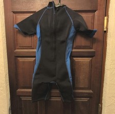OMGear Youth Wetsuit Size 12 Short Sleeve Short Leg Black Blue