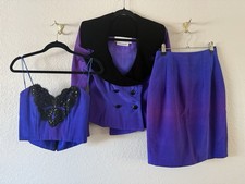 Lillie Rubin Chris Kole VTG 3 Piece Women  s Dressy Skirt Suit Set Size 6 Purple