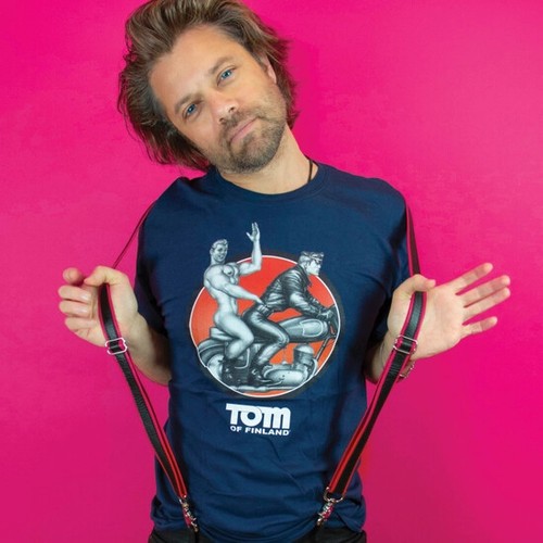 TOM OF FINLAND EASY RIDER MENS T SHIRT NAVY BIKER TEE SHIRT GAY CULTURE T-SHIRT - Picture 2 of 10