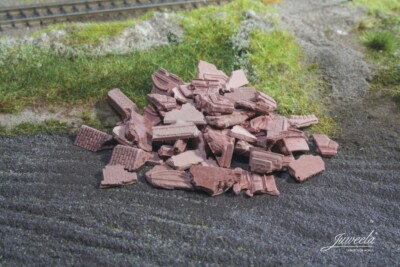 Juweela 21212 1:120/1:160 , 20 g Bauschutt/Trümmer ziegelrot, Ladegüter, Diorama