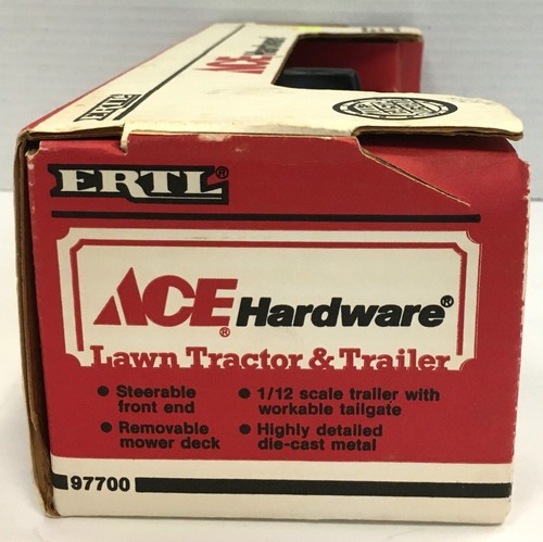1991 Ertl: ACE HARDWARE - LAWN TRACTOR & TRAILER - 1/12 Scale - #4987 New in Box - Picture 6 of 7