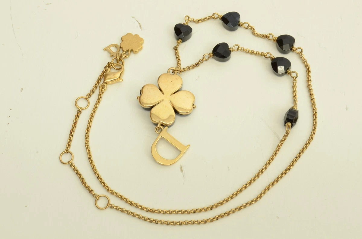 Dior Clover Detailed Gold Tone Necklace Dior