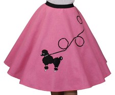 Hot Pink FELT Poodle Skirt Gilr Size SMALL Ages 4-6 Waist 18"- 23" L 18"