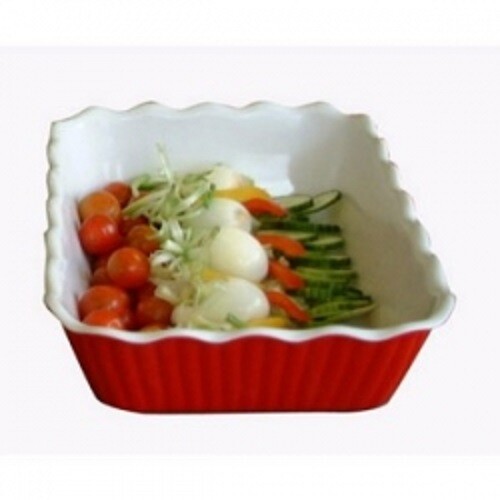 Deli Crock Salad Bowl Serving Dish Food SAN Display Plate White Black Red Blue - Picture 3 of 6