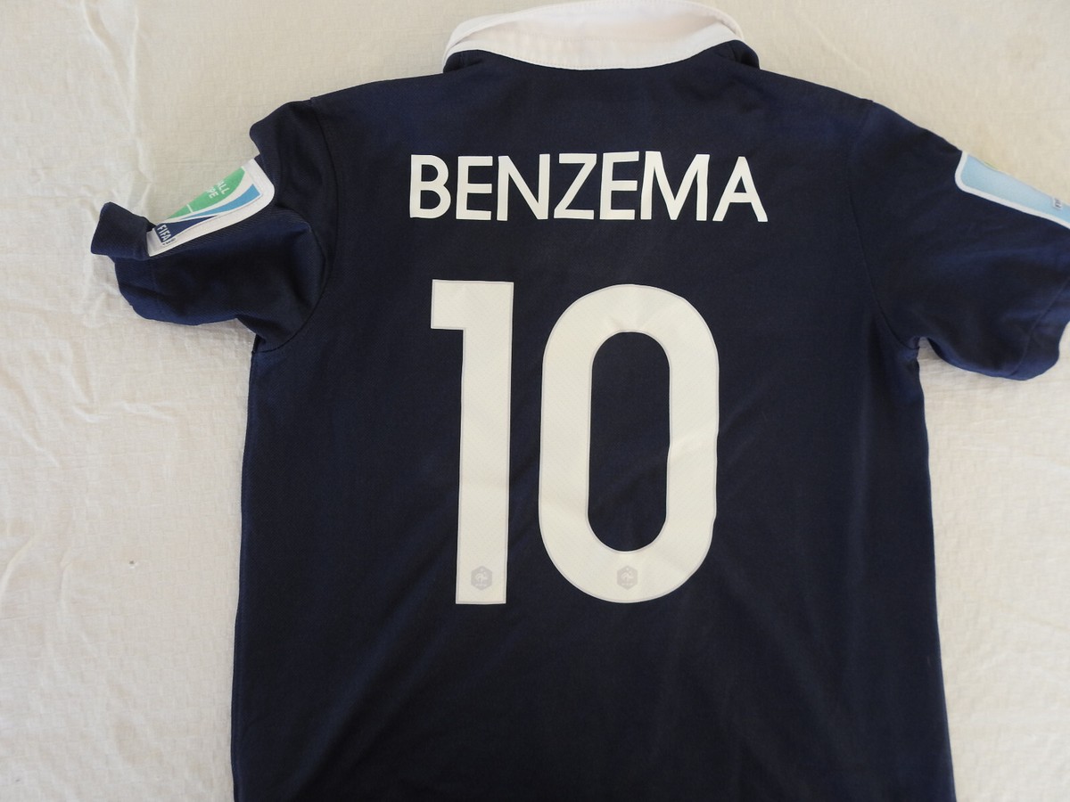 France 2014 Home Jersey #10 Benzema Nike Blue Shirt Size Boys M