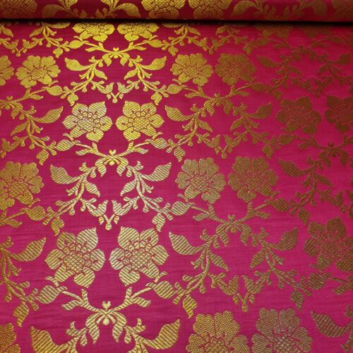 Vintage Floral Brocade Material Jacquard Costume Craft Dress Quilting Fabric 44" - Picture 10 of 32