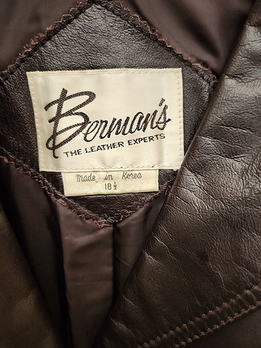 Vintage Berman's Damen Ledermantel, dunkelbraun, fällt aus wie eine Große/XL - Bild 3 von 3