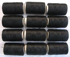 SALE 12 SMALL SPOOLS MACHINE EMBROIDERY ART SILK RAYON THREAD 270 YDS BLACK