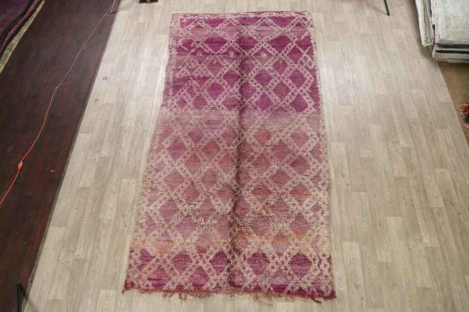 Старинный марокканский восточный ковер овощной краситель плюшевая шерсть ручной вязки 6x11 - Изображение 2 из 4